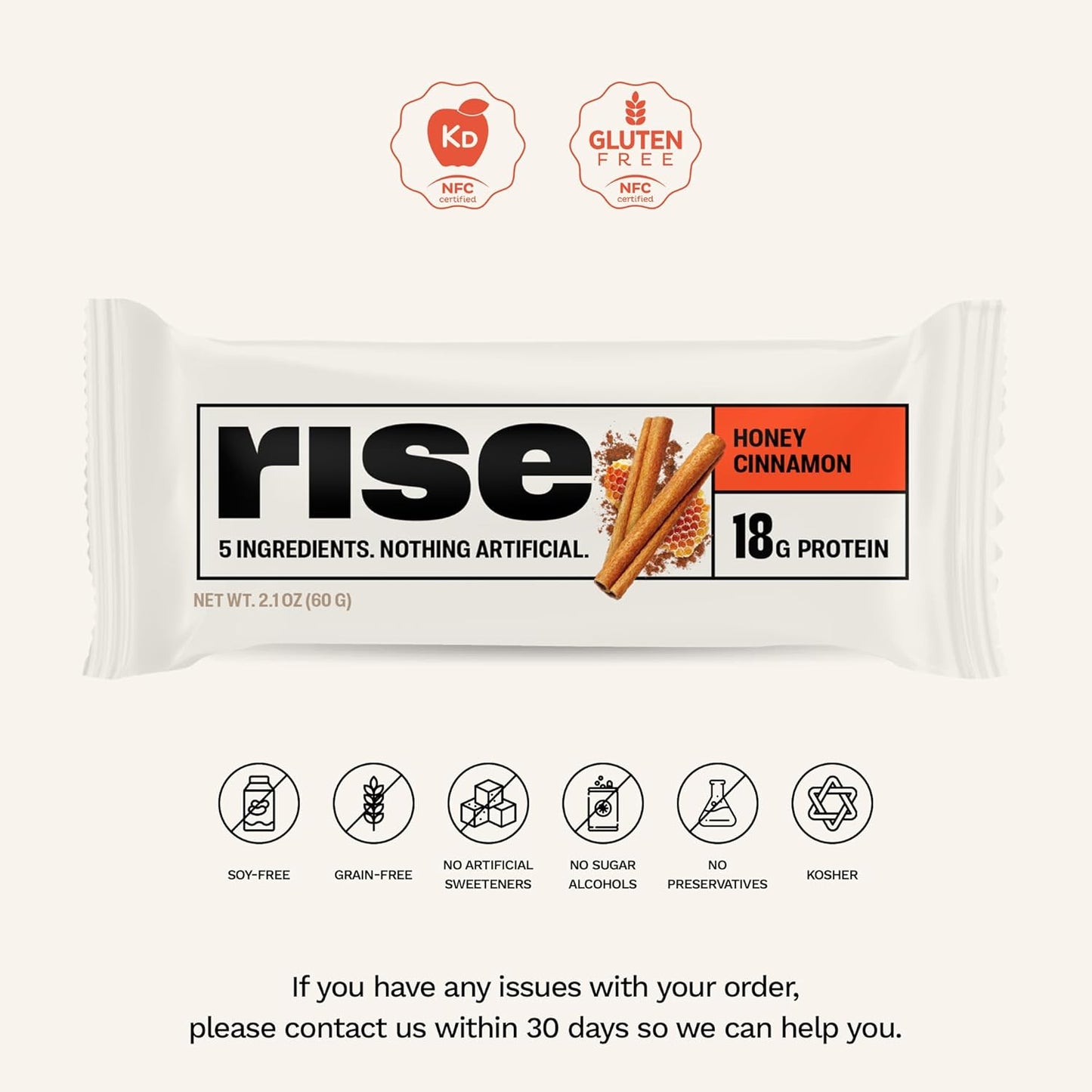 Rise Whey Protein Bars Honey Cinnamon 12 ct