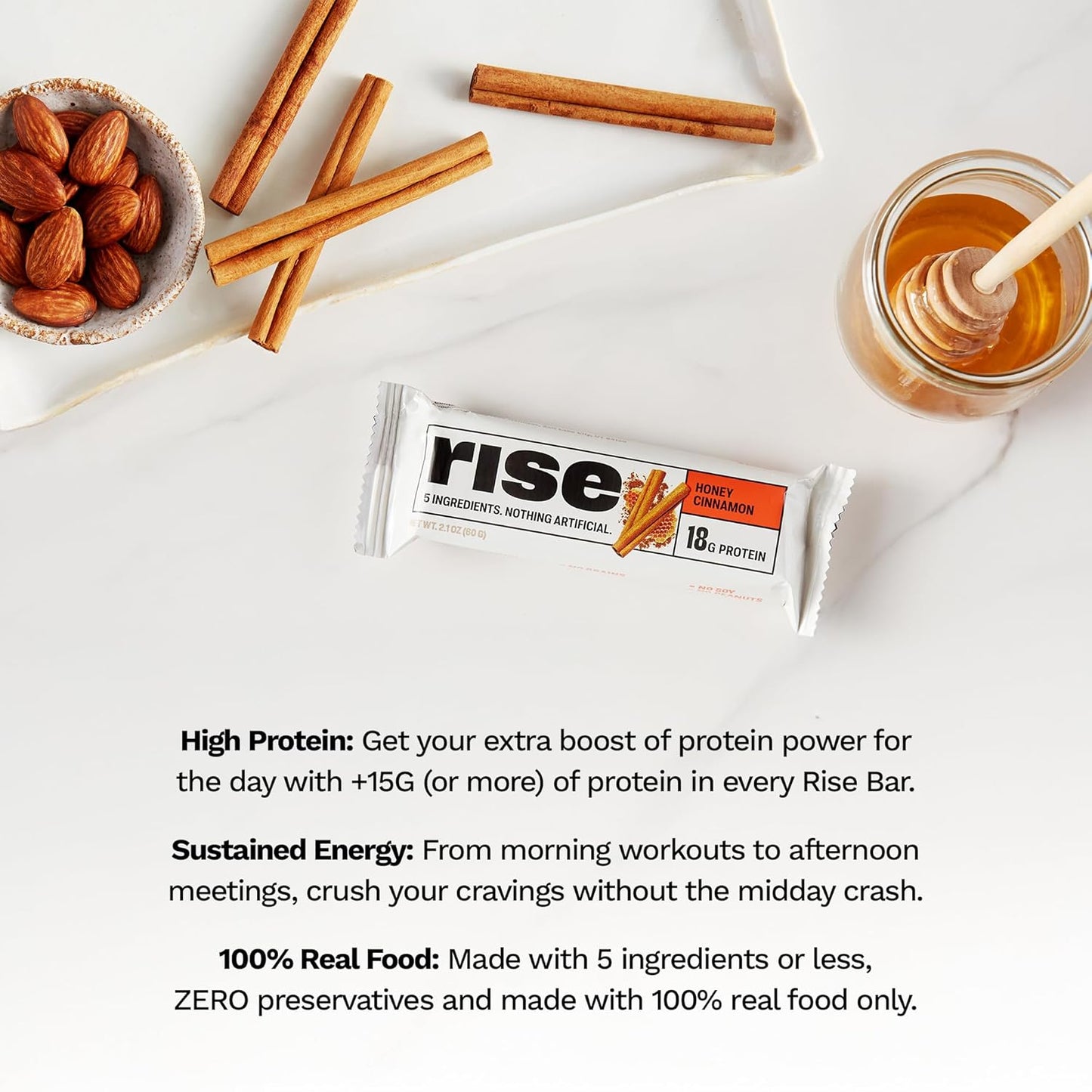 Rise Whey Protein Bars Honey Cinnamon 12 ct