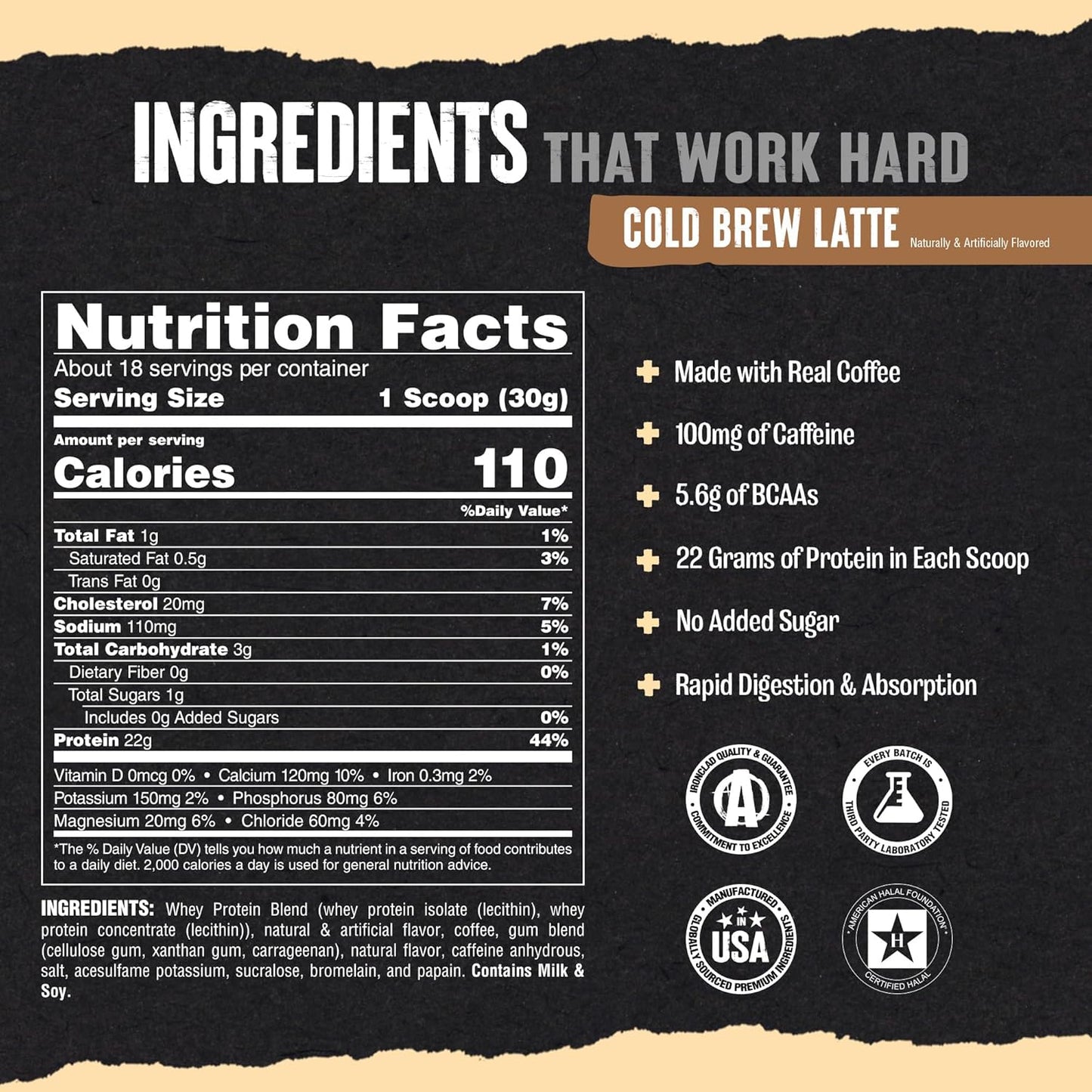 Animal Whey Isolate Protein Powder Cold Brew Latte 1 lb