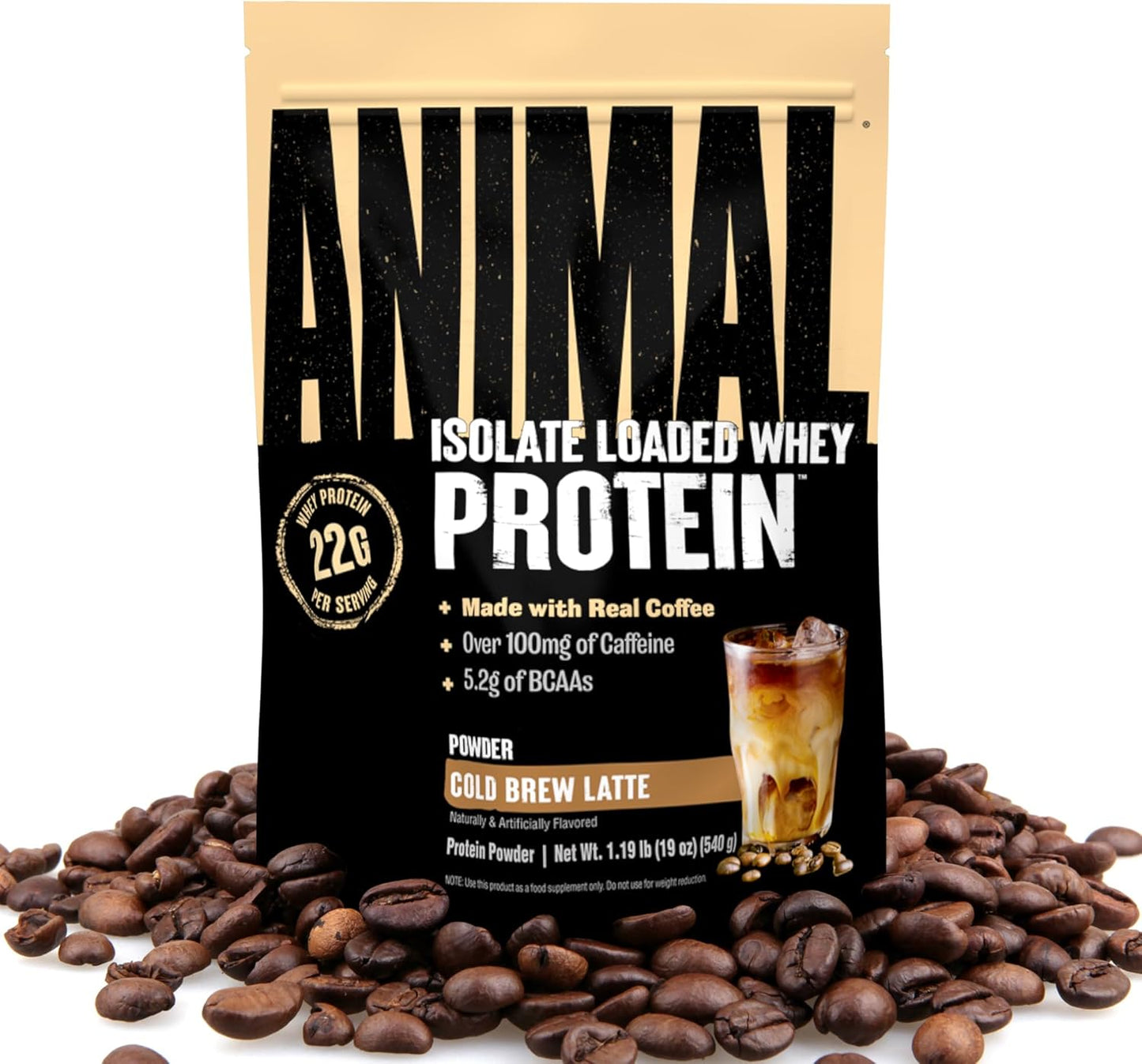 Animal Whey Isolate Protein Powder Cold Brew Latte 1 lb
